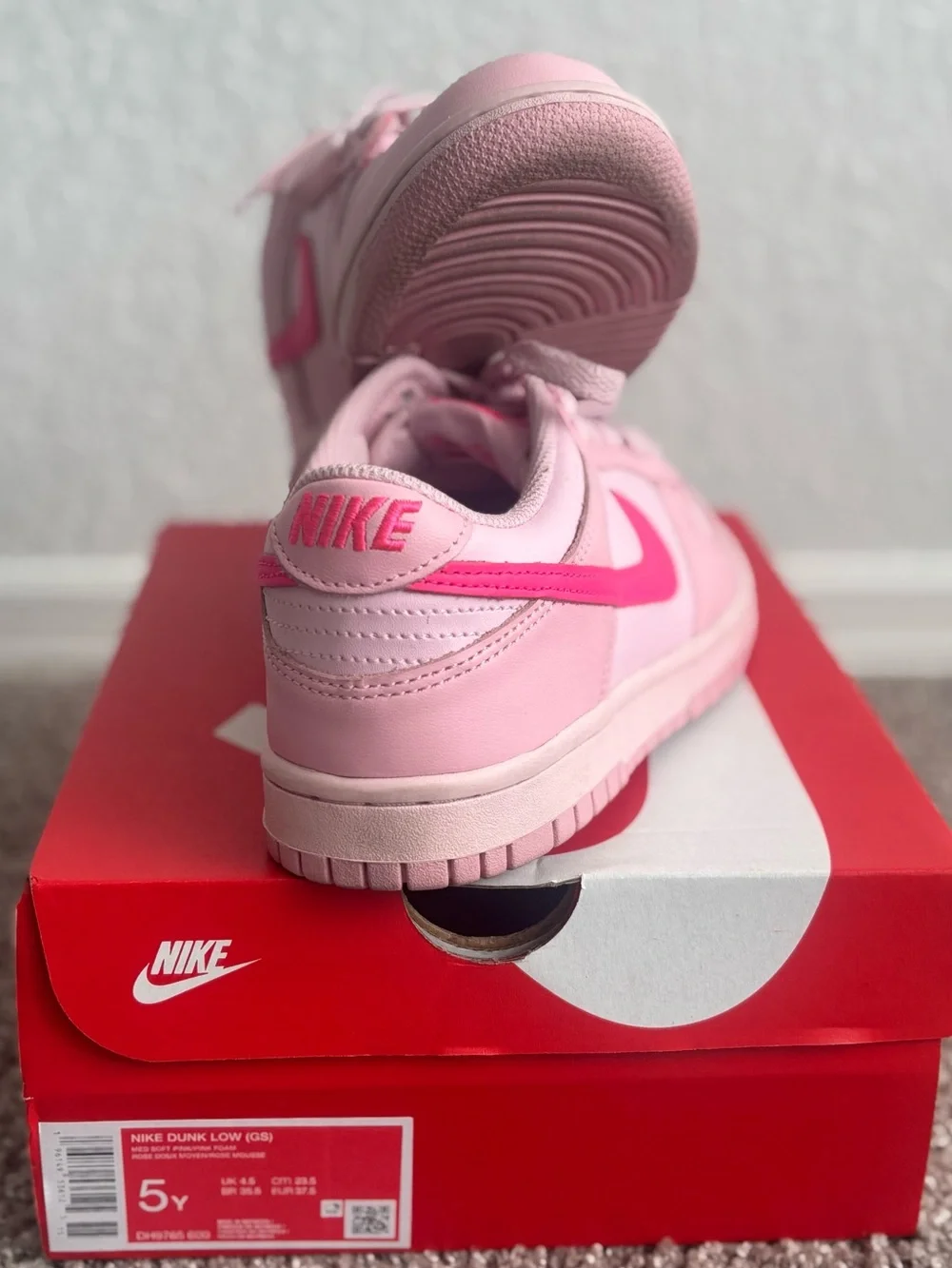 Nike Pink Low-Top Sneakers with Bright Pink Swoosh